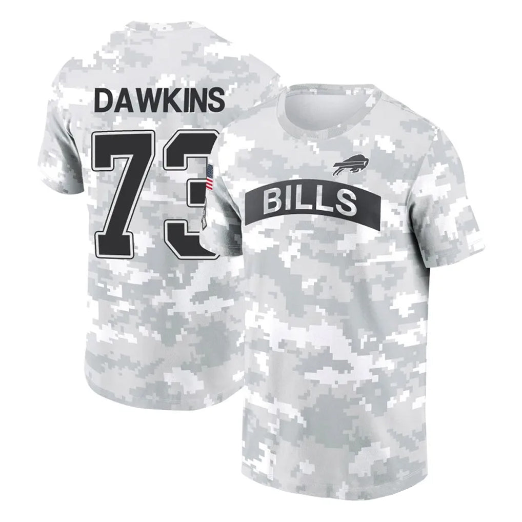 Punc B.Bills #73 Dion Dawkins Player Arctic Camo Salute to Service T-Shirt Hoodies Stitched Jerseys