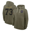 Punc B.Bills #73 Dion Dawkins Player Olive Salute to Service Hoodies Stitched Jerseys