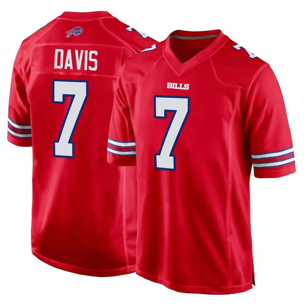 Punc B.Bills #7 Ray Davis Player Red Home Game Stitched Jerseys