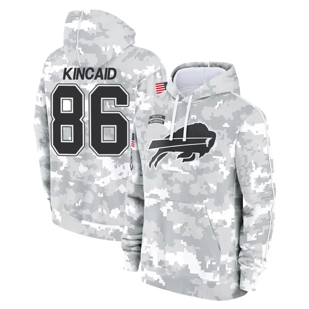 Punc B.Bills #86 Dalton Kincaid Player Arctic Camo Salute to Service Hoodies Stitched Jerseys