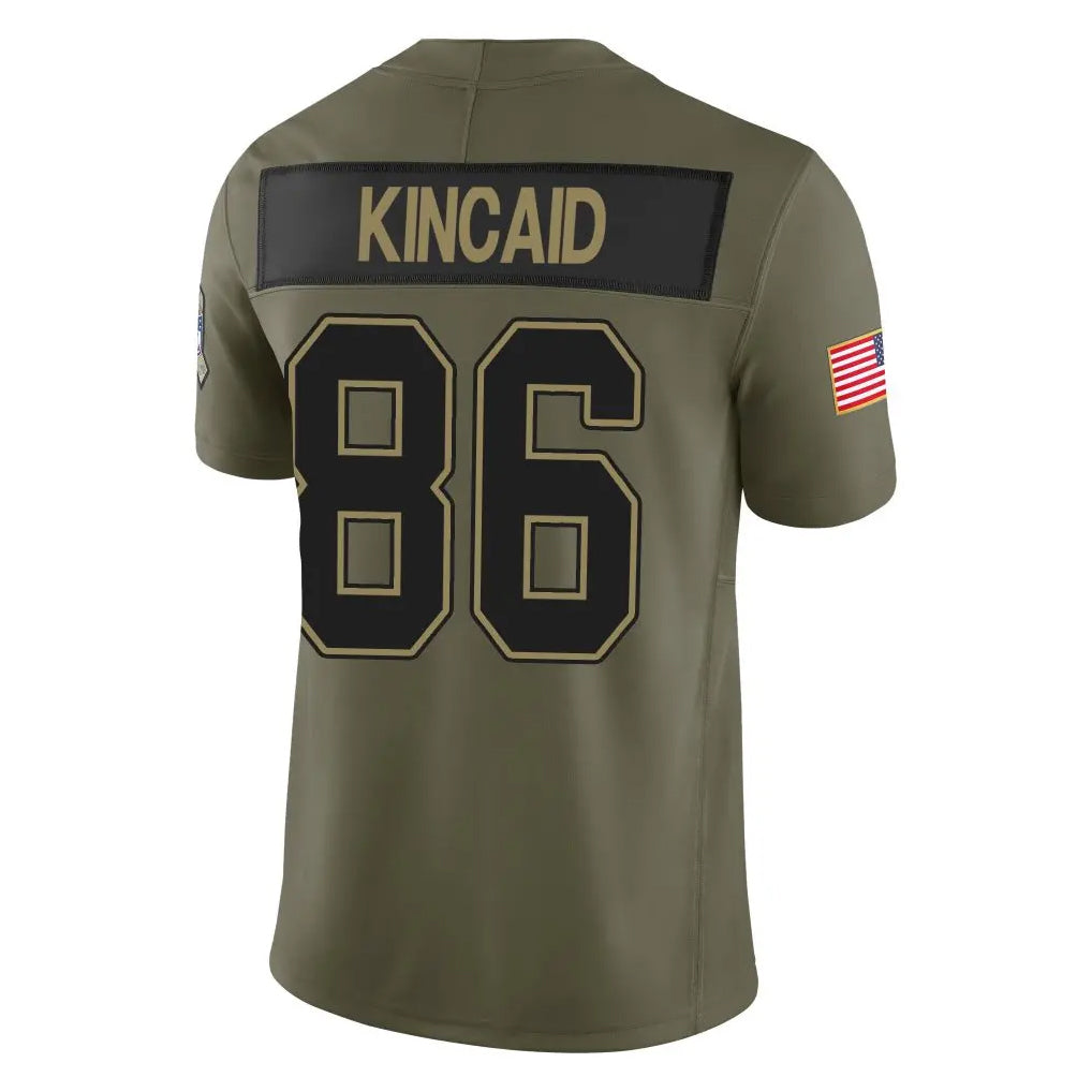 Punc B.Bills #86 Dalton Kincaid Player Olive Salute to Service Limited Home Game Stitched Jerseys