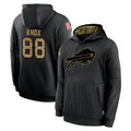 Punc B.Bills #88 Dawson Knox Player Black Salute to Service Hoodies Hame Stitched Jerseys