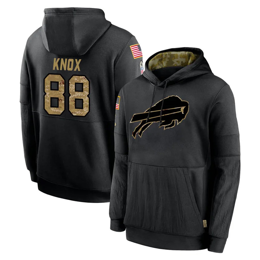 Punc B.Bills #88 Dawson Knox Player Black Salute to Service Hoodies Hame Stitched Jerseys