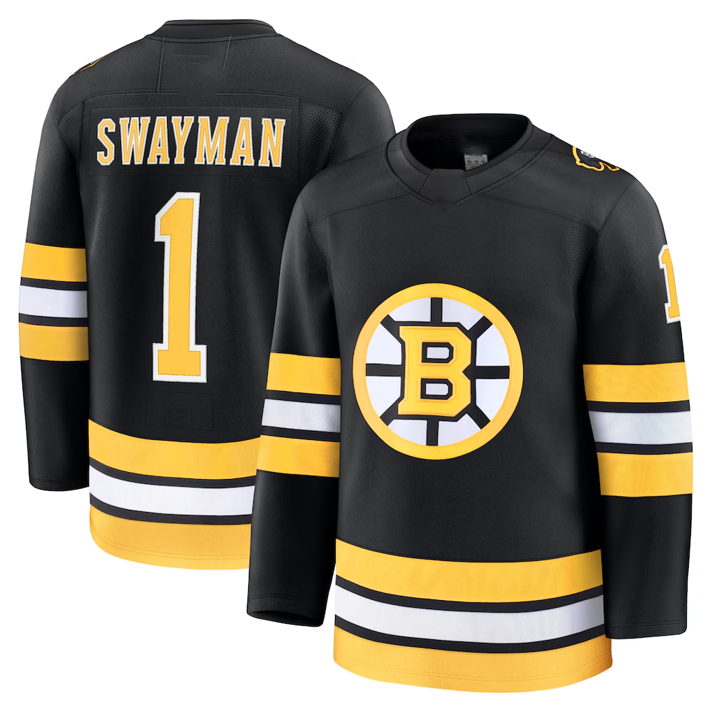 Punc B.Bruins #1 Jeremy Swayman Black Home Premium Stitched Jerseys
