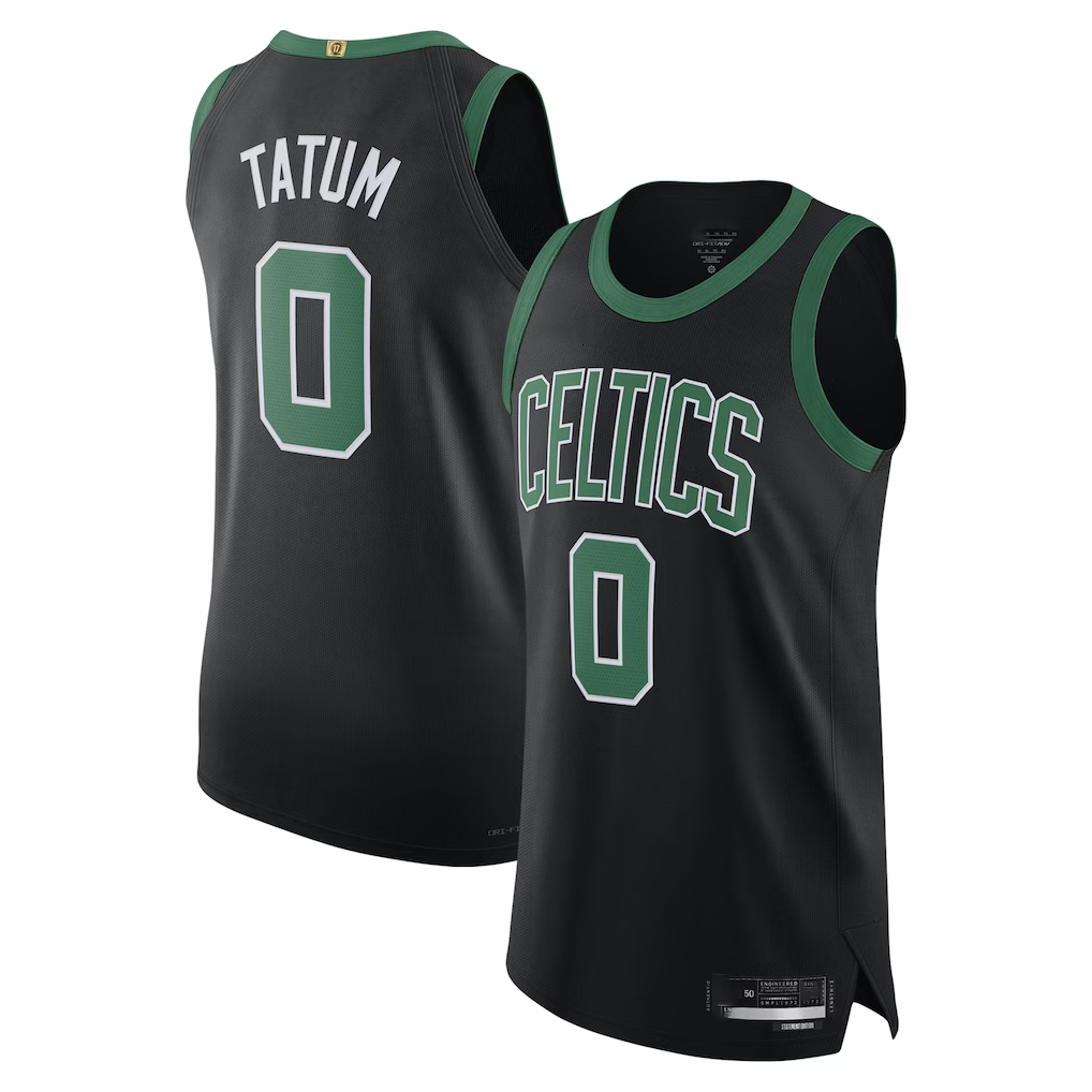 Punc B.Celtics #0 Jayson Tatum Black Authentic Player Jerseys - Statement Edition