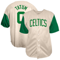Punc B.Celtics #0 Jayson Tatum  Cream Baseball Jerseys