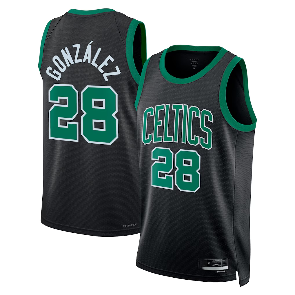 Punc B.Celtics #28 Hugo Gonz¨¢lez Black Swingman Jerseys - Statement Edition
