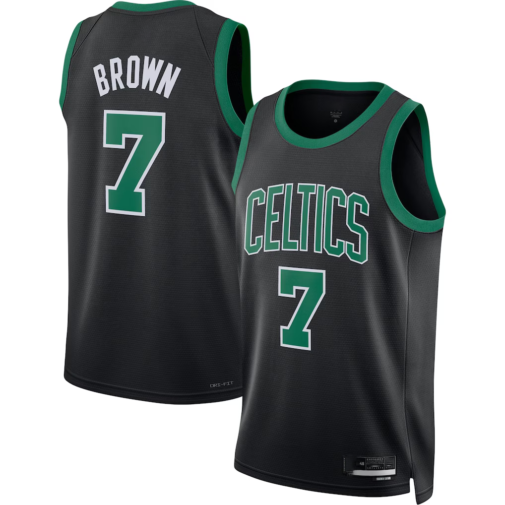 Punc B.Celtics #7 Jaylen Brown Black Swingman Jerseys - Statement Edition