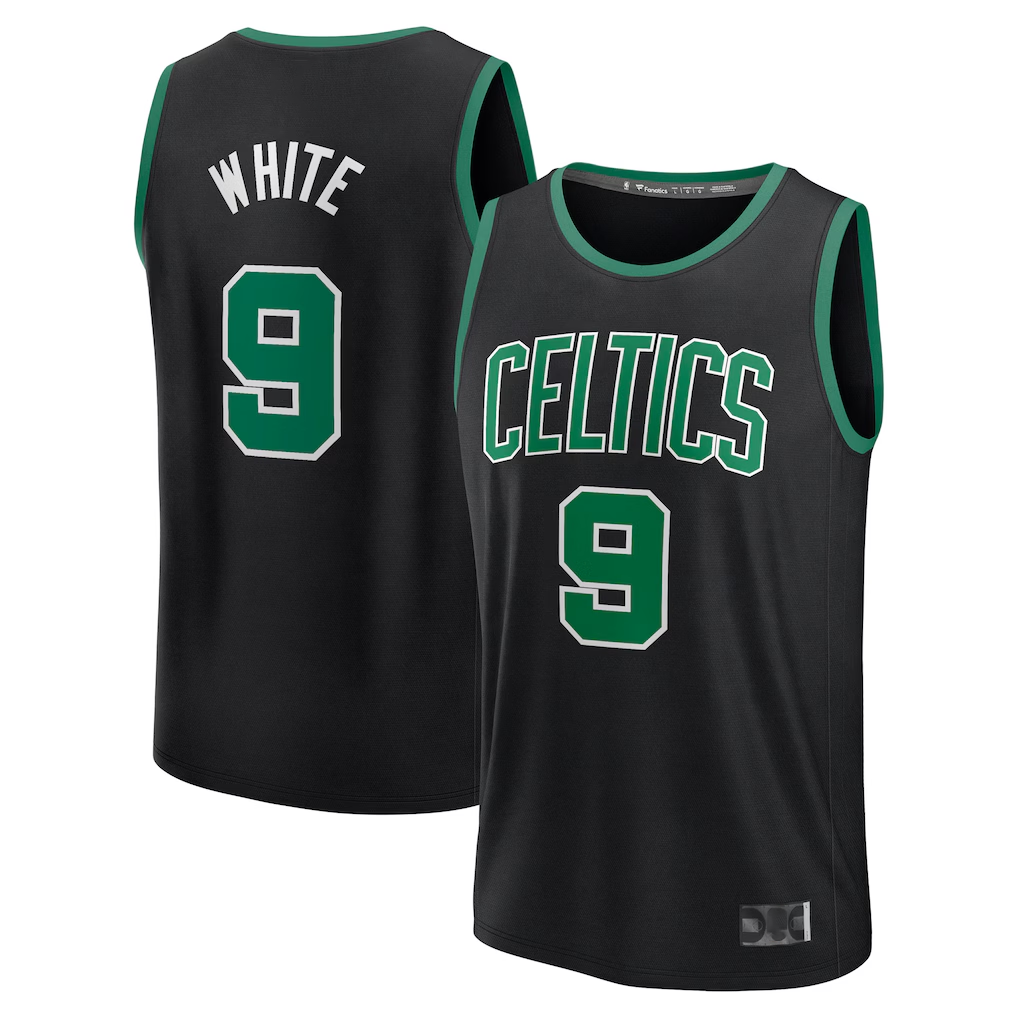 Punc B.Celtics #9 Derrick White  Black Fast Break Replica Player Jerseys - Statement Edition