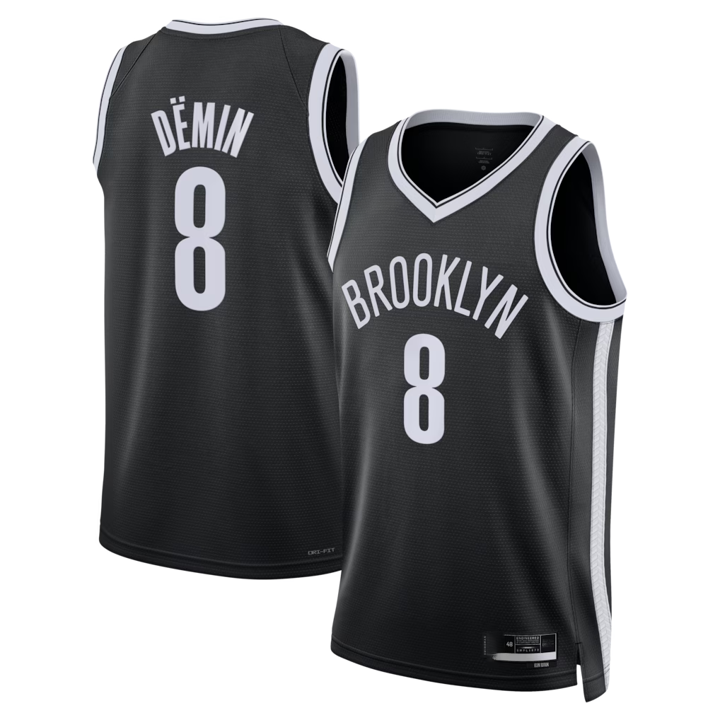 Punc B.Nets #8 Egor D?min Black Swingman Jerseys - Icon Edition