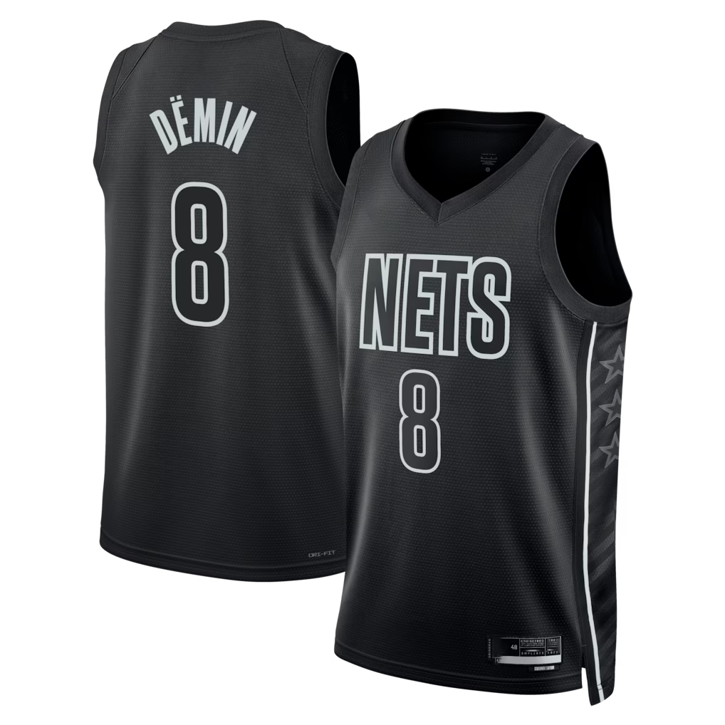 Punc B.Nets #8 Egor D?min  Black Swingman Jerseys - Statement Edition
