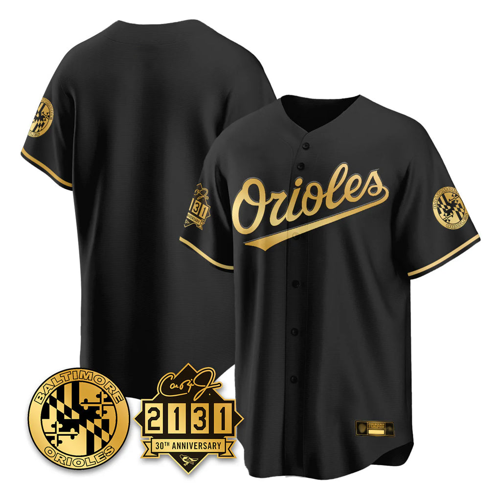 Punc B.Orioles Black Gold 30th Anniversary of 2131 Home Game Blank Player Stitched Jerseys