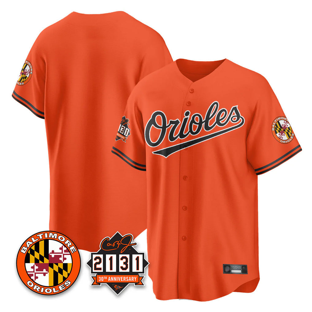 Punc B.Orioles Orange 30th Anniversary of 2131 Home Game Blank Player Stitched Jerseys