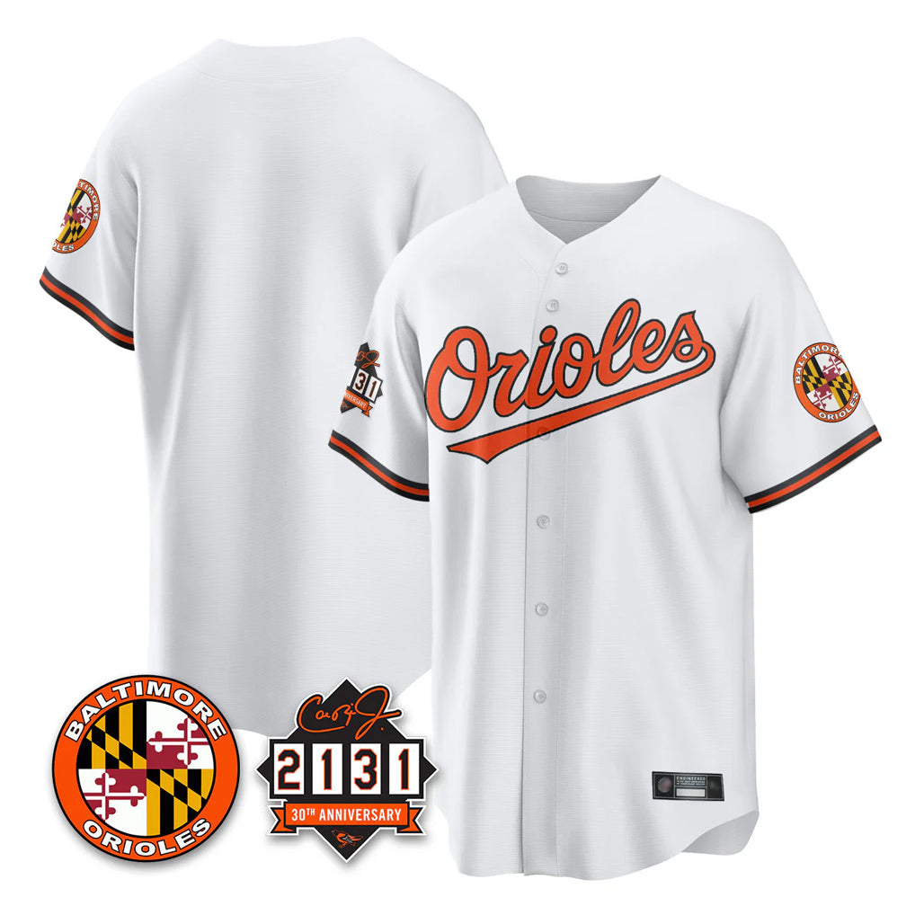 Punc B.Orioles White 30th Anniversary of 2131 Home Game Blank Player Stitched Jerseys