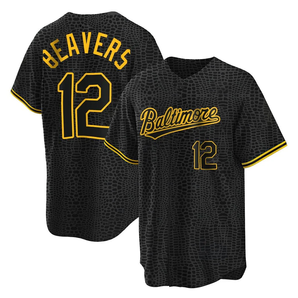 Punc B.Orioles #12 Dylan Beavers Player Black Snake Skin City Home Game Stitched Jerseys