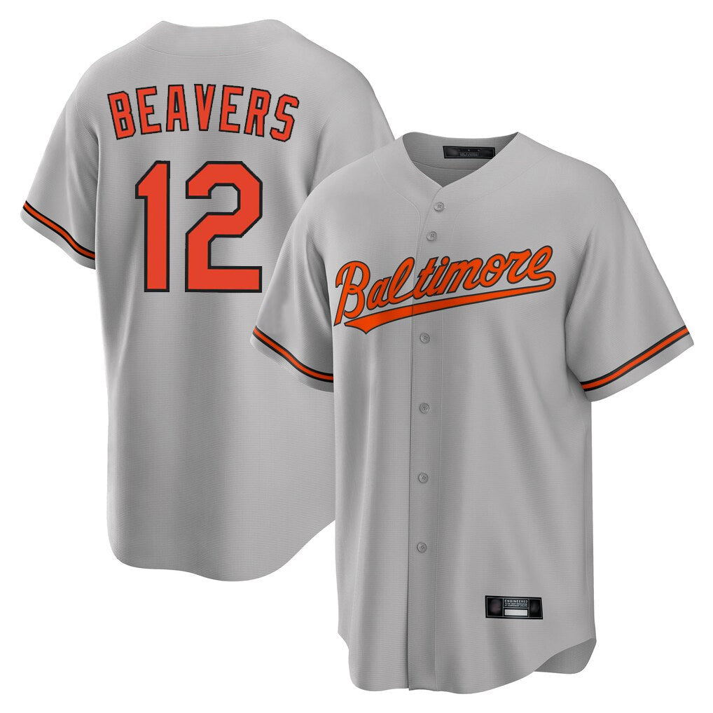 Punc B.Orioles #12 Dylan Beavers Player Gray Home Game Stitched Jerseys