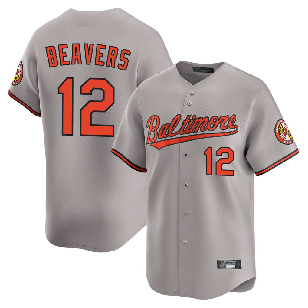 Punc B.Orioles #12 Dylan Beavers Player Gray Limited Home Game Stitched Jerseys