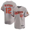 Punc B.Orioles #12 Dylan Beavers Player Gray Limited Home Game Stitched Jerseys