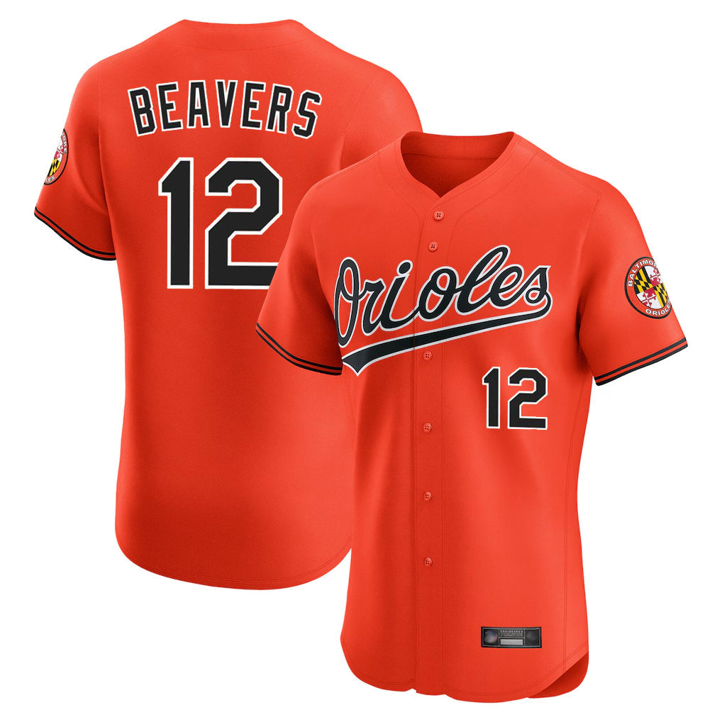 Punc B.Orioles #12 Dylan Beavers Player Orange Limited Elite Home Game Stitched Jerseys