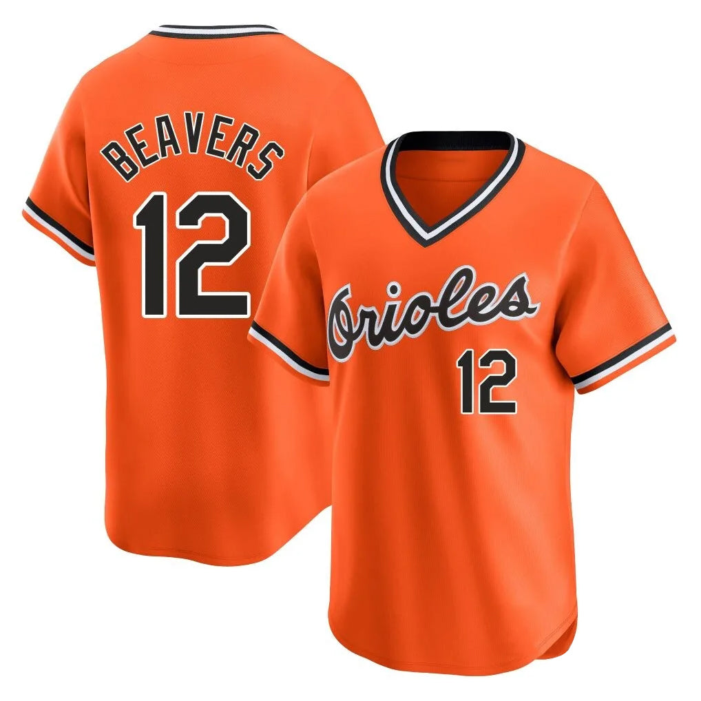 Punc B.Orioles #12 Dylan Beavers Player Orange T-shirt Limited Home Game Stitched Jerseys