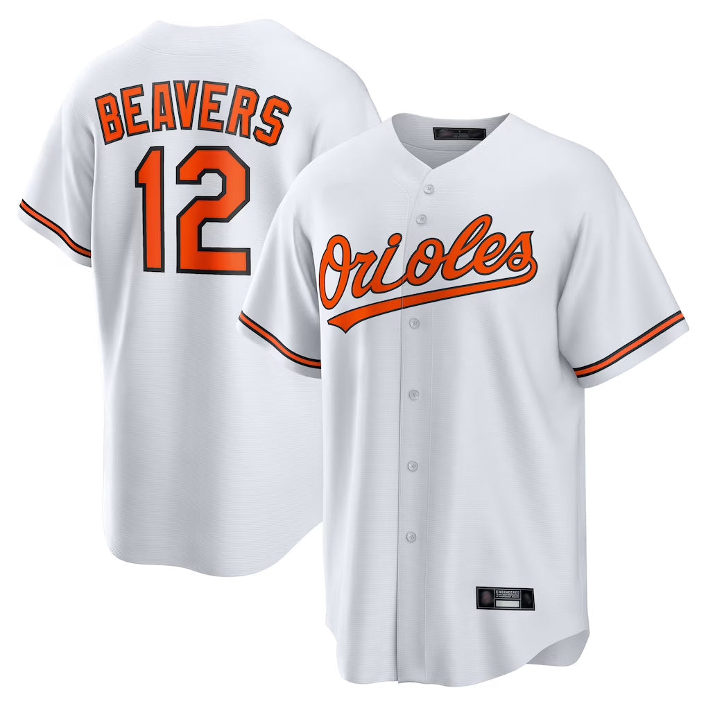 Punc B.Orioles #12 Dylan Beavers Player White Home Game Stitched Jerseys