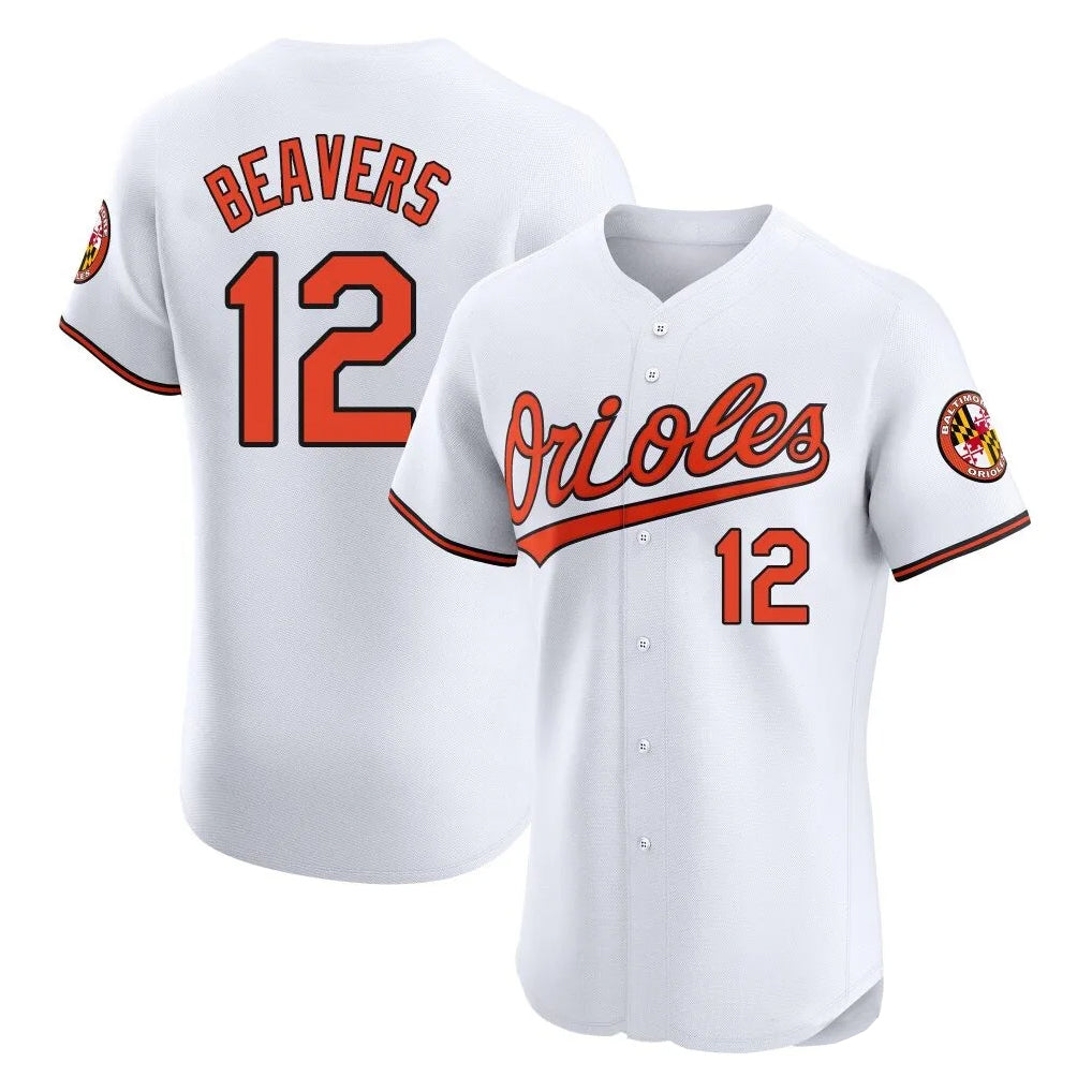 Punc B.Orioles #12 Dylan Beavers Player White Limited Elite Home Game Stitched Jerseys