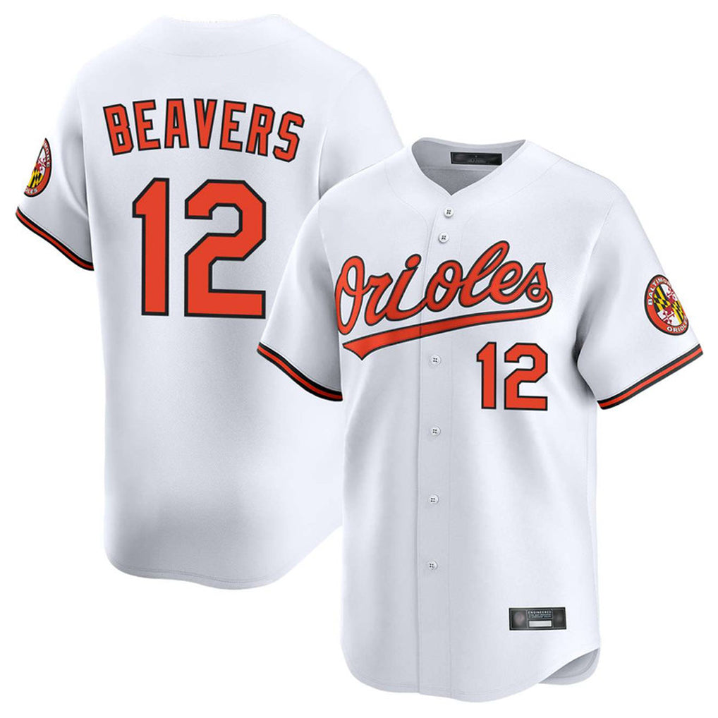 Punc B.Orioles #12 Dylan Beavers Player White Limited Home Game Stitched Jerseys