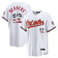 Punc B.Orioles #12 Dylan Beavers Player White USA 250 Fourth of July Home Game Stitched Jerseys