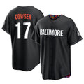 Punc B.Orioles #17 Colton Cowser Player Black City Connect Home Game Stitched Jerseys
