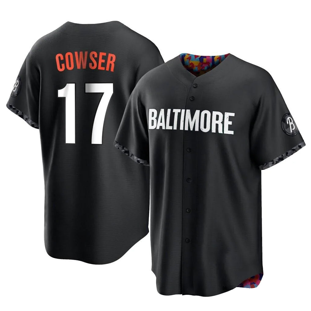 Punc B.Orioles #17 Colton Cowser Player Black City Connect Home Game Stitched Jerseys