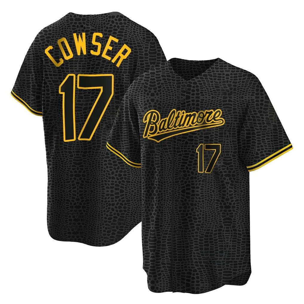 Punc B.Orioles #17 Colton Cowser Player Black Snake Skin City Home Game Stitched Jerseys