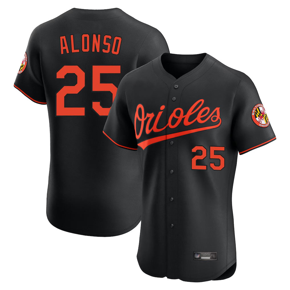 Punc B.Orioles #25 Pete Alonso Player Black Limited Elite Home Game Stitched Jerseys