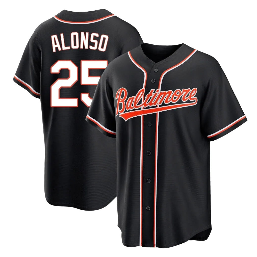 Punc B.Orioles #25 Pete Alonso Player Black Out Home Game Stitched Jerseys