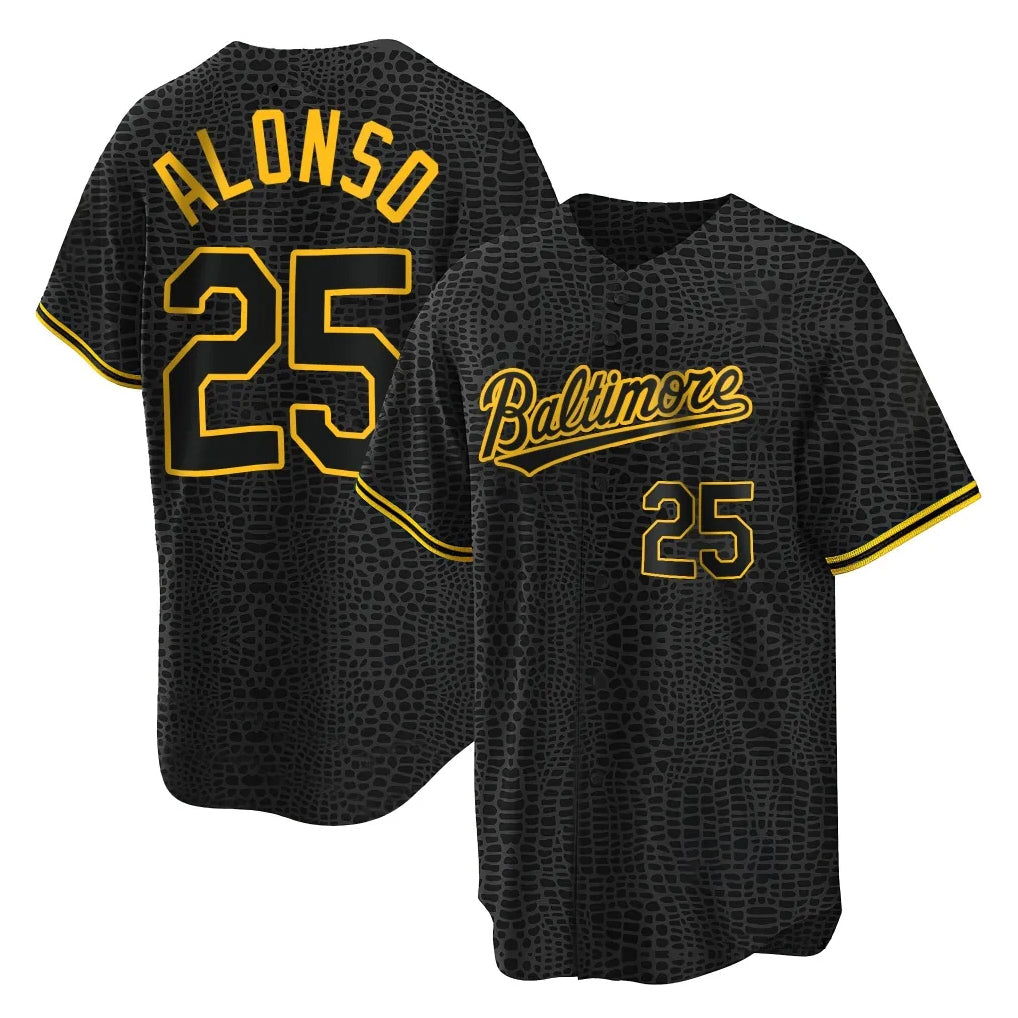Punc B.Orioles #25 Pete Alonso Player Black Snake Skin City Home Game Stitched Jerseys