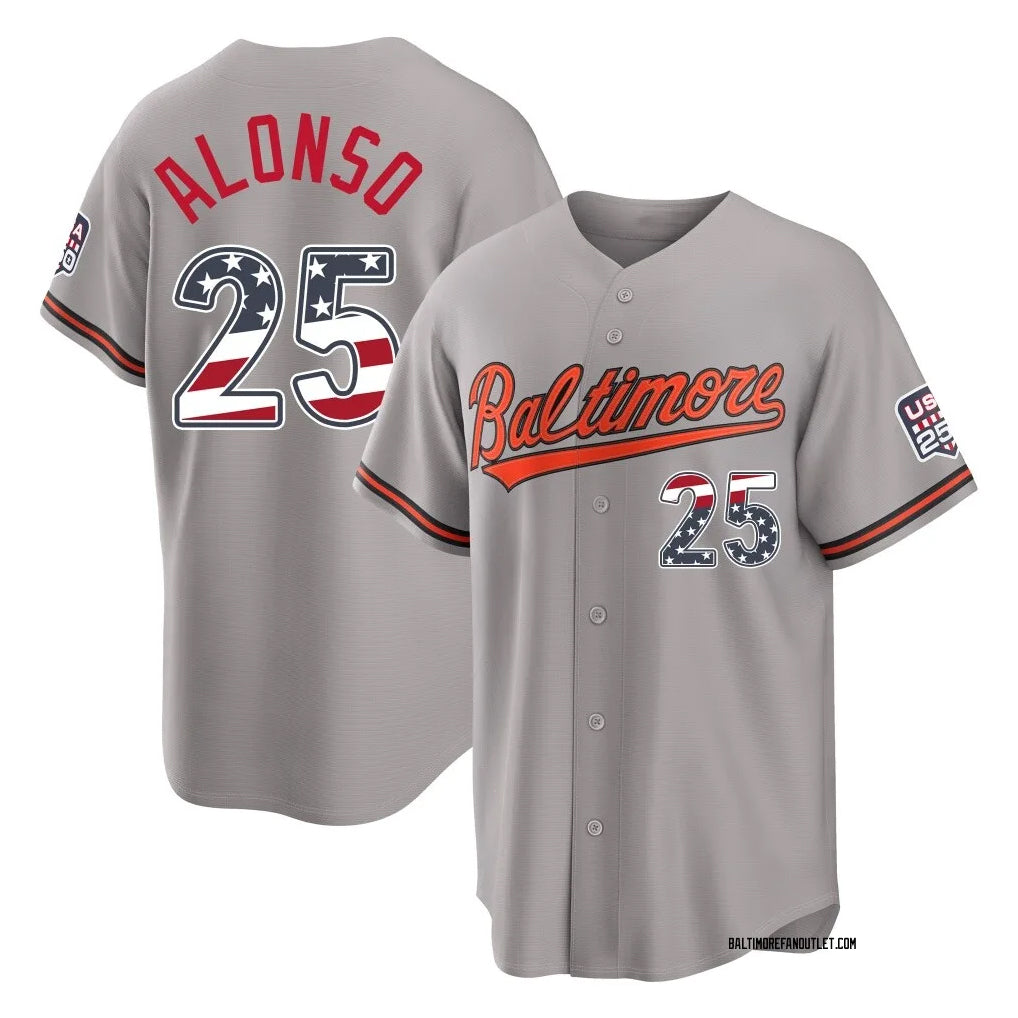 Punc B.Orioles #25 Pete Alonso Player Gray USA 250 Fourth of July Home Game Stitched Jerseys