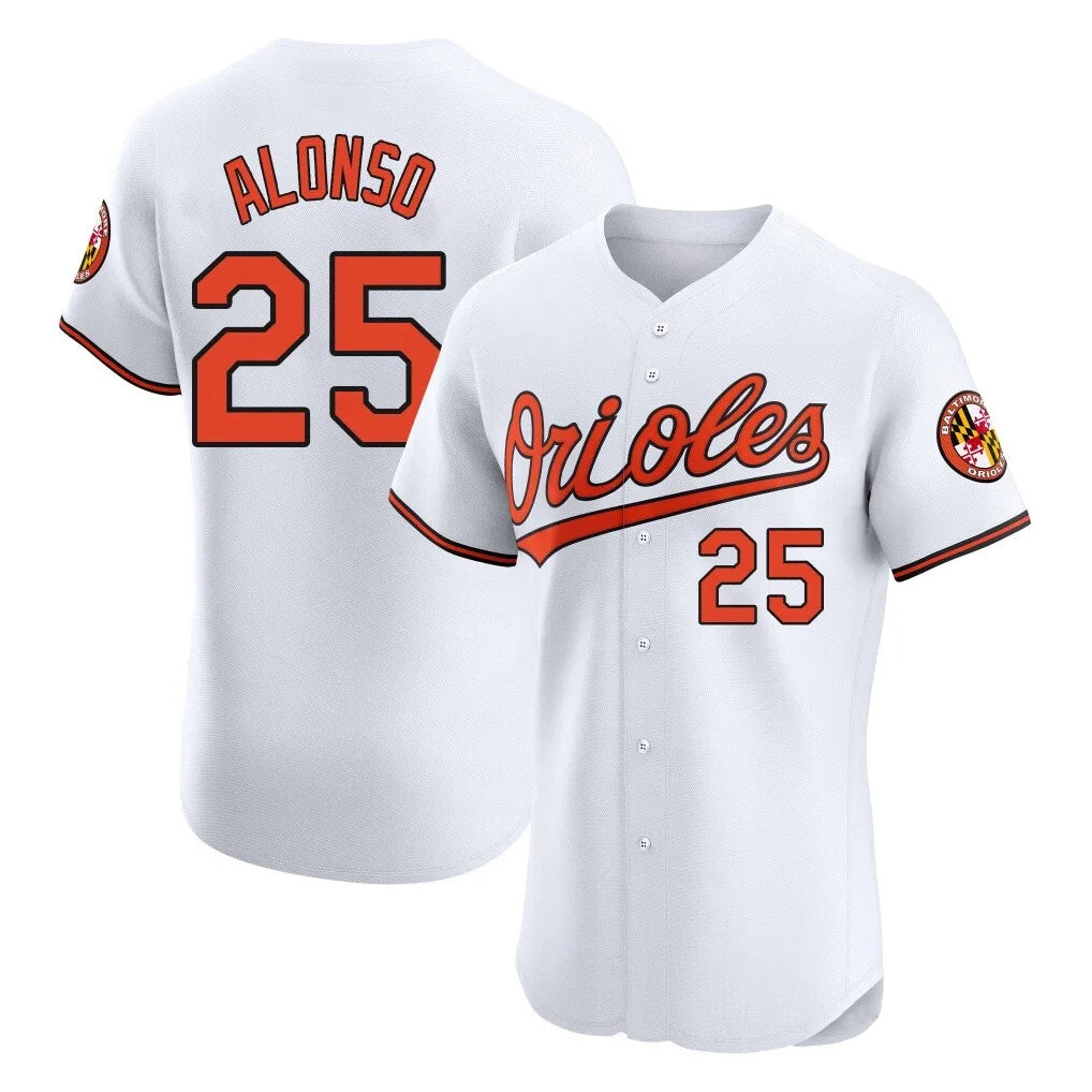 Punc B.Orioles #25 Pete Alonso Player White Limited Elite Home Game Stitched Jerseys