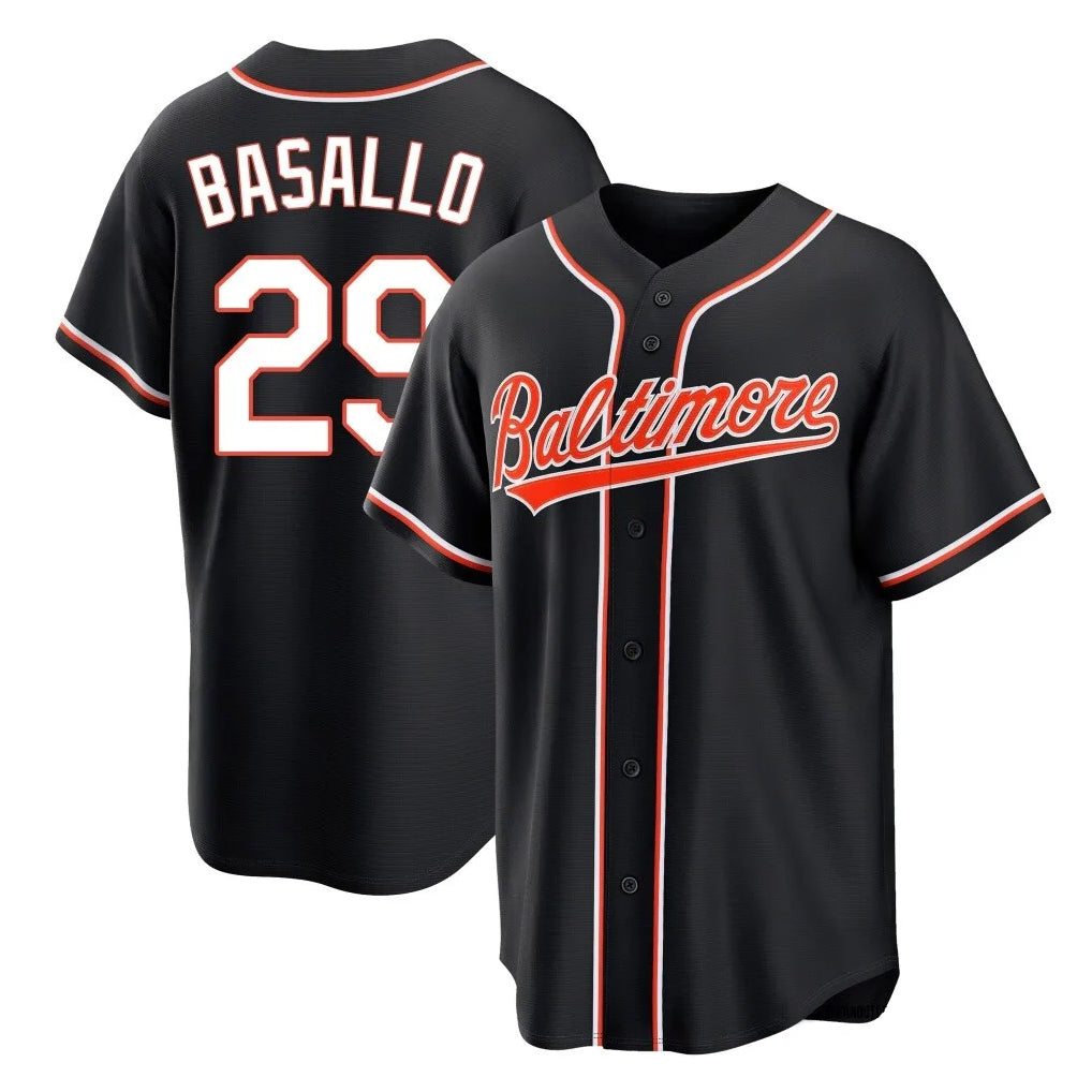 Punc B.Orioles #29 Samuel Basallo Player Black Out Home Game Stitched Jerseys