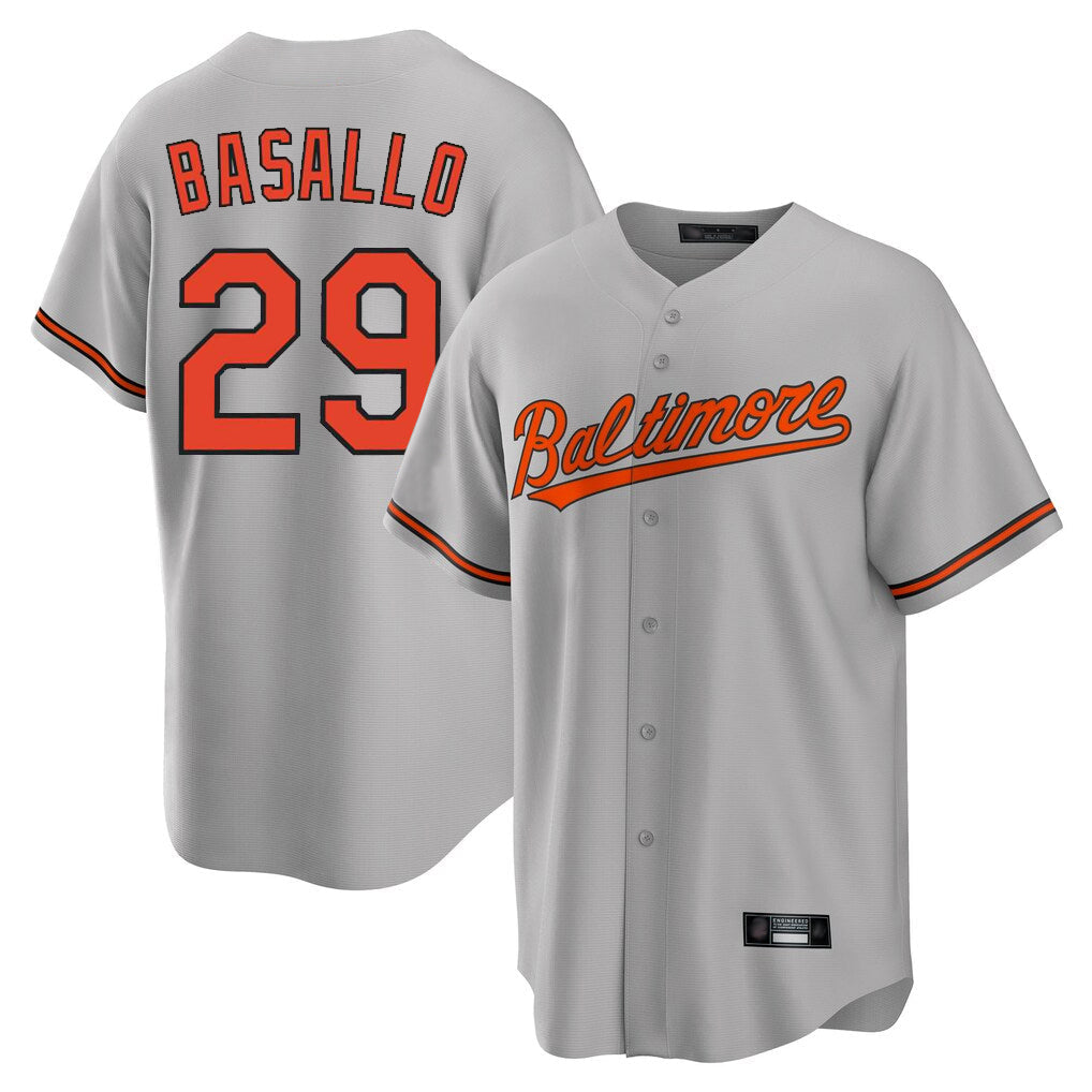 Punc B.Orioles #29 Samuel Basallo Player Gray Home Game Stitched Jerseys