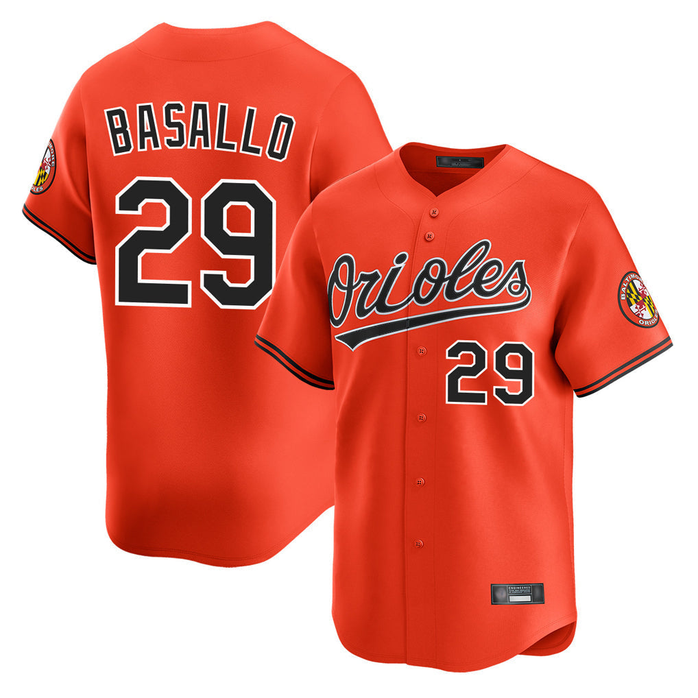 Punc B.Orioles #29 Samuel Basallo Player Orange Limited Home Game Stitched Jerseys