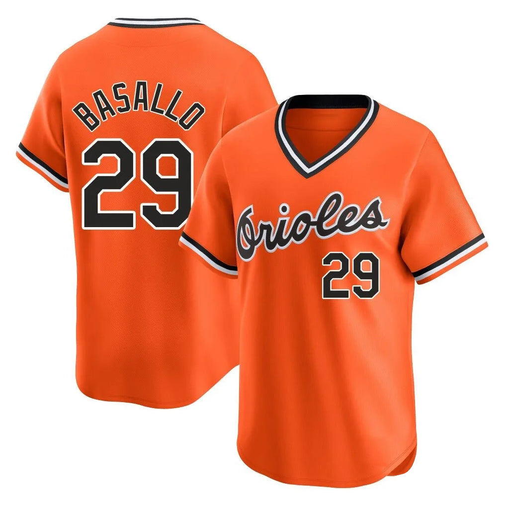 Punc B.Orioles #29 Samuel Basallo Player Orange T-shirt Limited Home Game Stitched Jerseys
