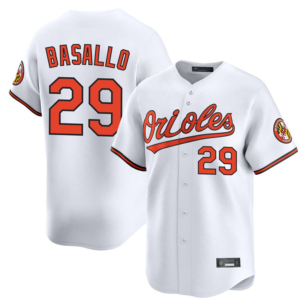 Punc B.Orioles #29 Samuel Basallo Player White Limited Home Game Stitched Jerseys