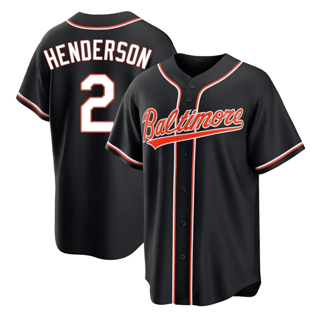 Punc B.Orioles #2 Gunnar Henderson Player Black Out Home Game Stitched Jerseys
