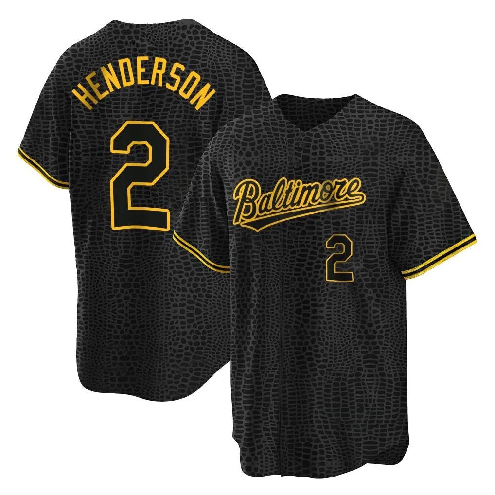 Punc B.Orioles #2 Gunnar Henderson Player Black Snake Skin City Home Game Stitched Jerseys