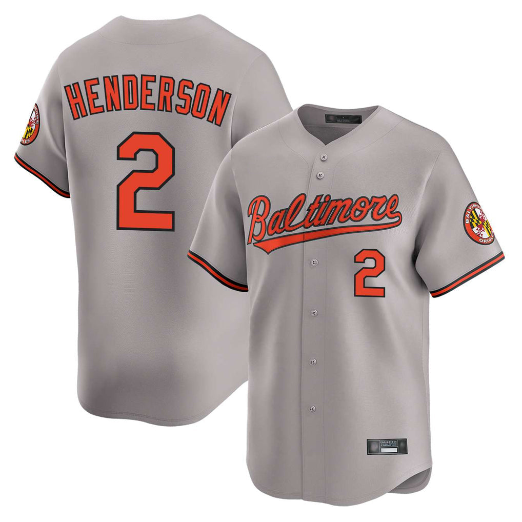 Punc B.Orioles #2 Gunnar Henderson Player Gray Limited Home Game Stitched Jerseys