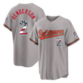 Punc B.Orioles #2 Gunnar Henderson Player Gray USA 250 Fourth of July Home Game Stitched Jerseys
