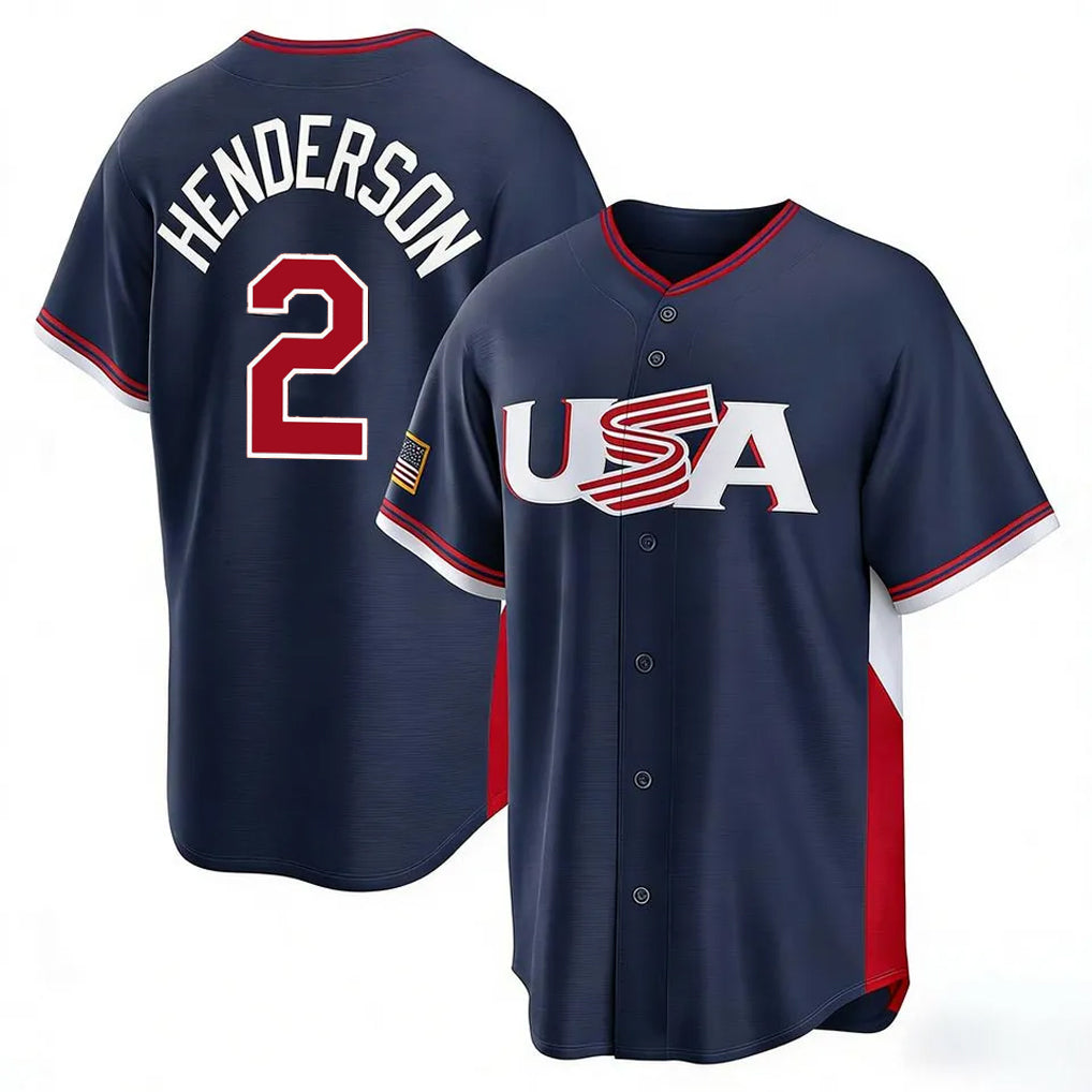 Punc B.Orioles #2 Gunnar Henderson Player Navy USA 2026 World Classic Home Game Stitched Jerseys