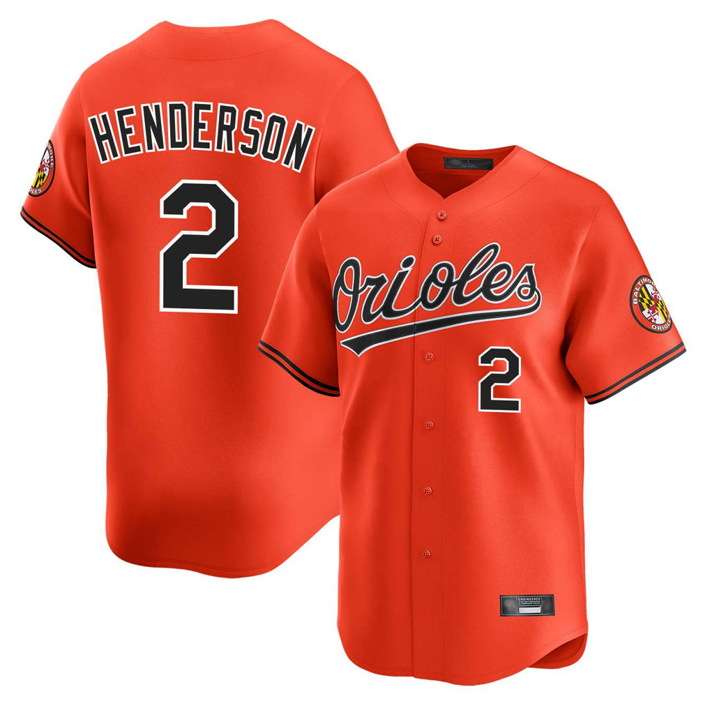 Punc B.Orioles #2 Gunnar Henderson Player Orange Limited Home Game Stitched Jerseys