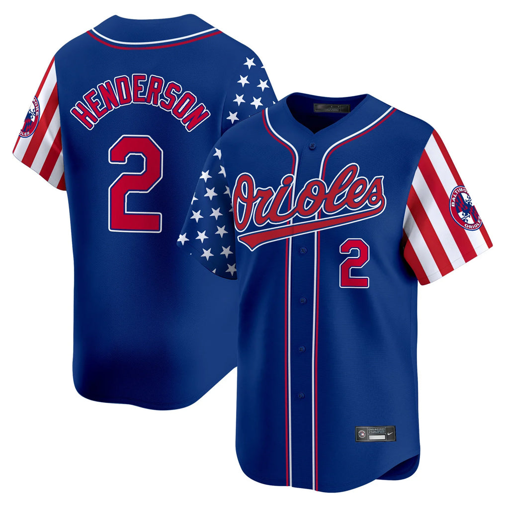 Punc B.Orioles #2 Gunnar Henderson Player Royal Independence Day Vapor Premier Limited Home Game Stitched Jerseys
