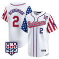 Punc B.Orioles #2 Gunnar Henderson Player White USA 250 Independence Day Vapor Premier Limited Home Game Stitched Jerseys