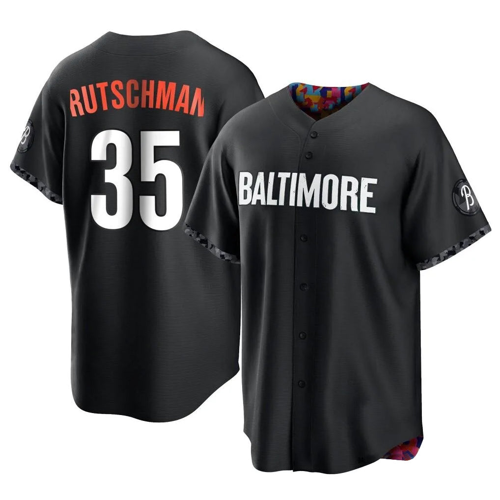 Punc B.Orioles #35 Adley Rutschman Black City Connect Home Game Stitched Jerseys